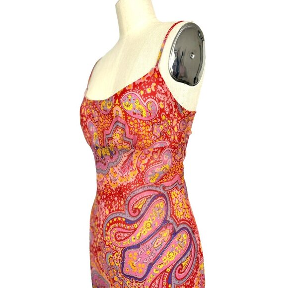 Room Two Sydney Floral Paisley Retro Y2K Colorful Midi Dress AU10 US 6 Glitter - Picture 2 of 12